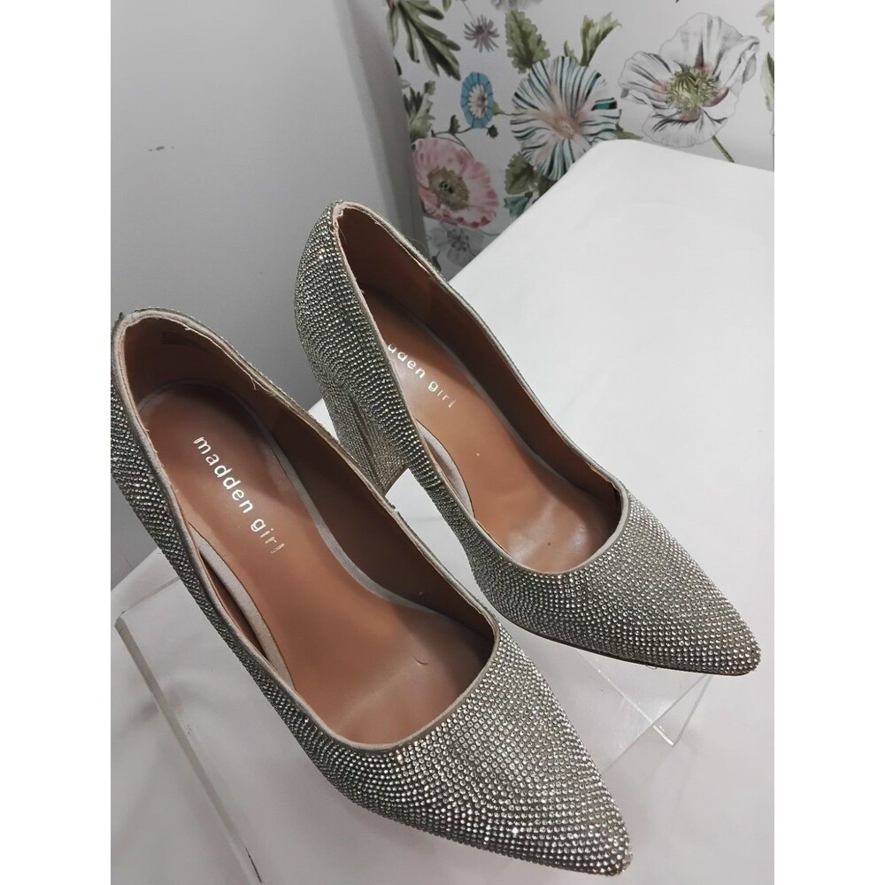 Madden Girl Rhinestone Pointed Toe Heels Glam Diamond Party Pumps Size 8.5